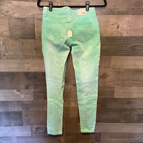 LEVI’S MINT GREEN WISKERED WASH JEGGINGS SZ 27 (1021) - Picture 2 of 5